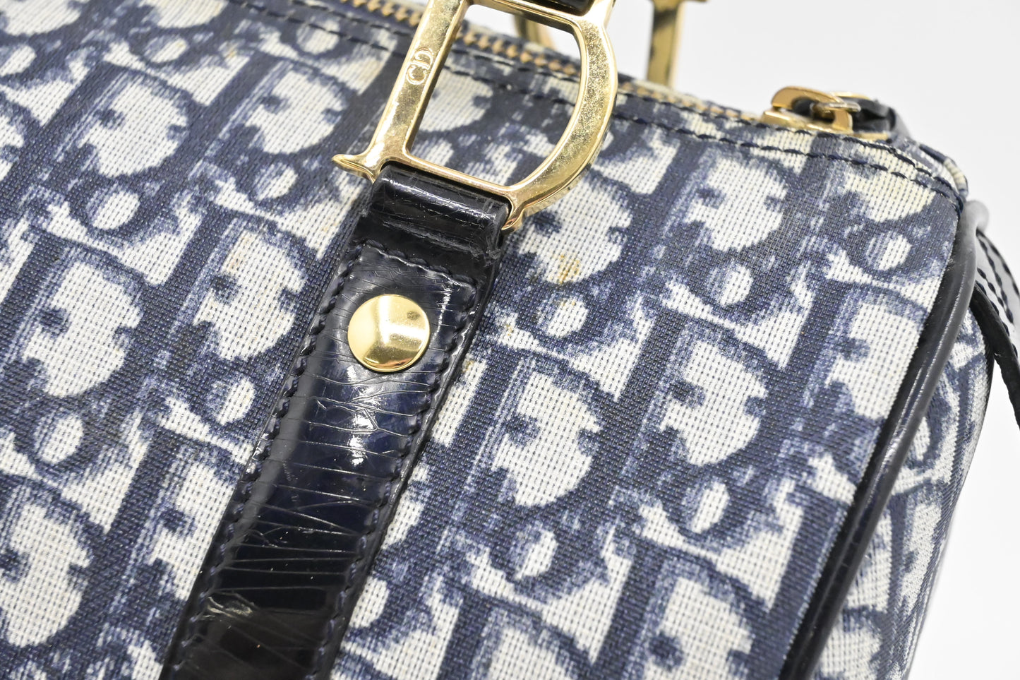 Dior Boston Bag in Blue Oblique Coated Canvas