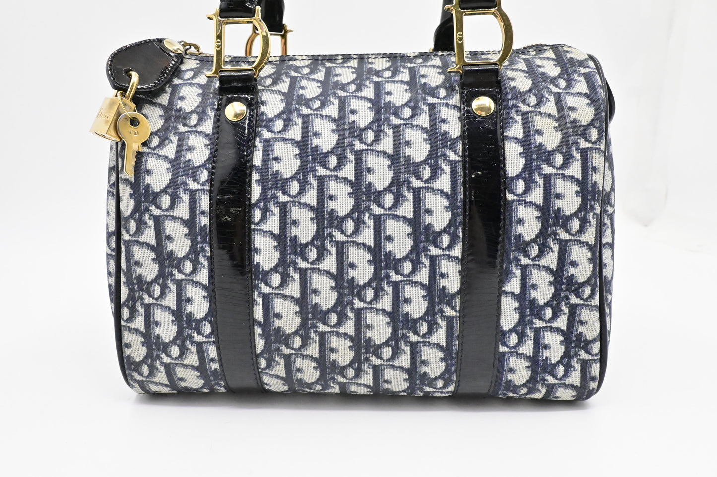 Dior Boston Bag in Blue Oblique Coated Canvas