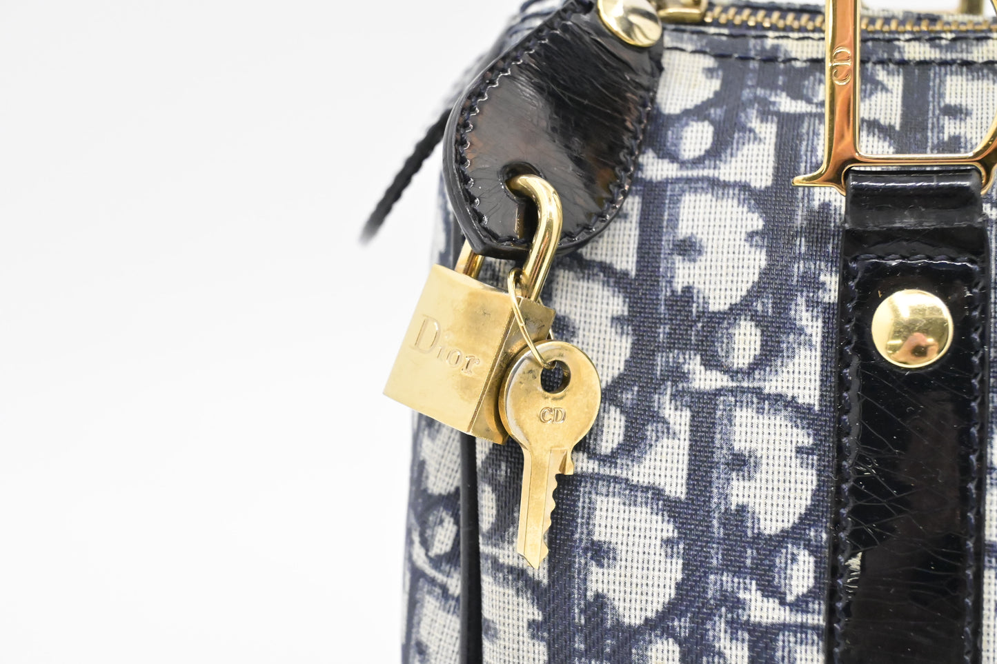 Dior Boston Bag in Blue Oblique Coated Canvas