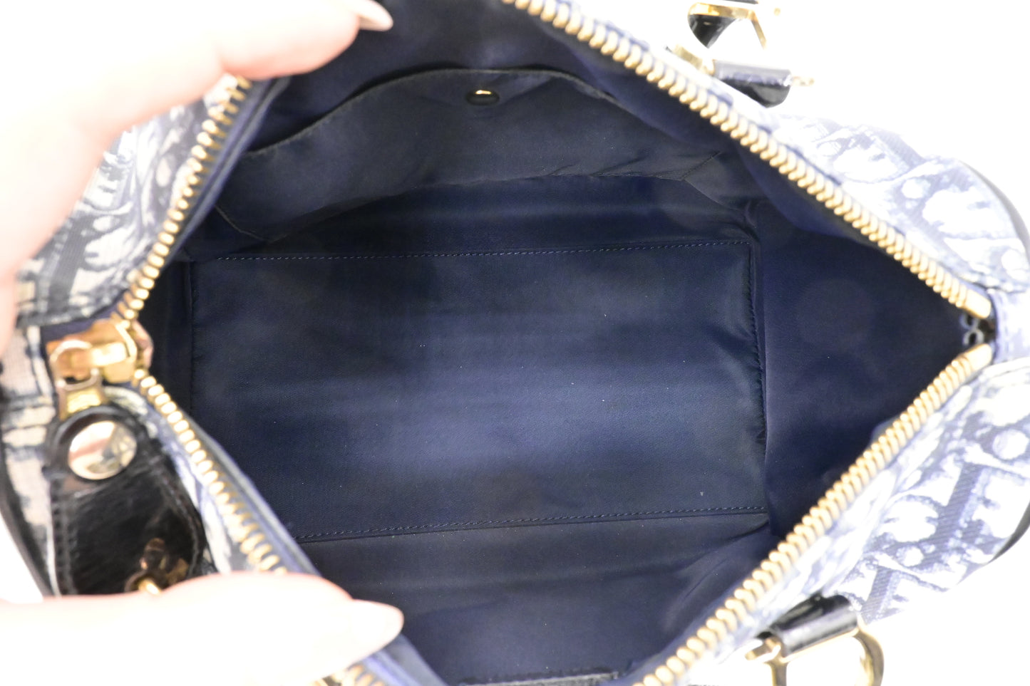 Dior Boston Bag in Blue Oblique Coated Canvas