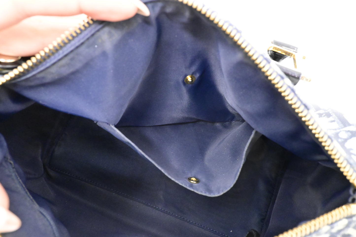 Dior Boston Bag in Blue Oblique Coated Canvas