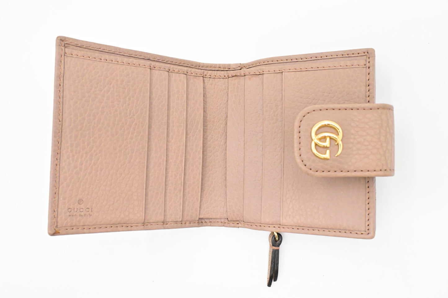 Gucci Compact Wallet in Beige Leather