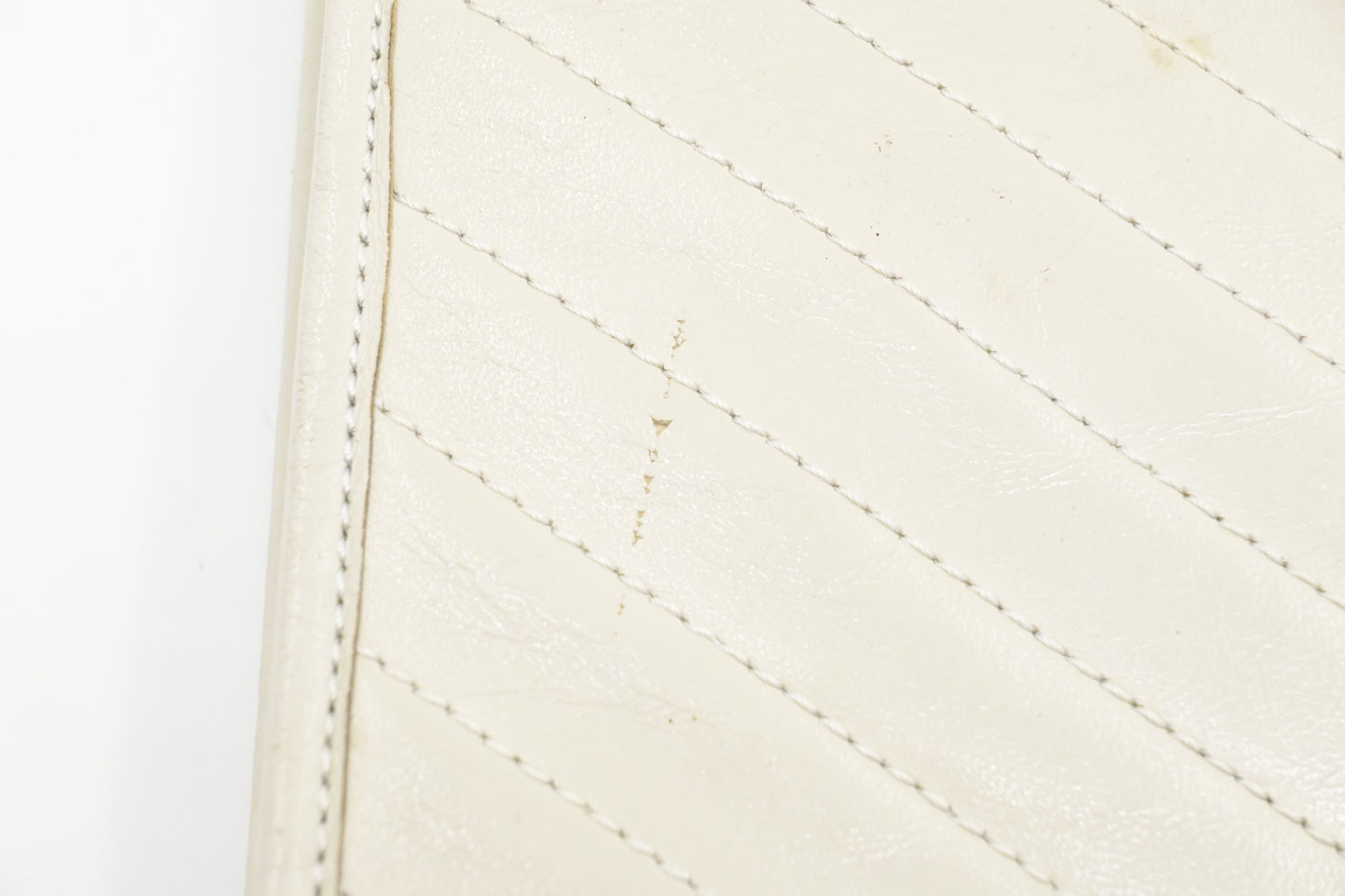 YSL Clutch in White Chevron Leather