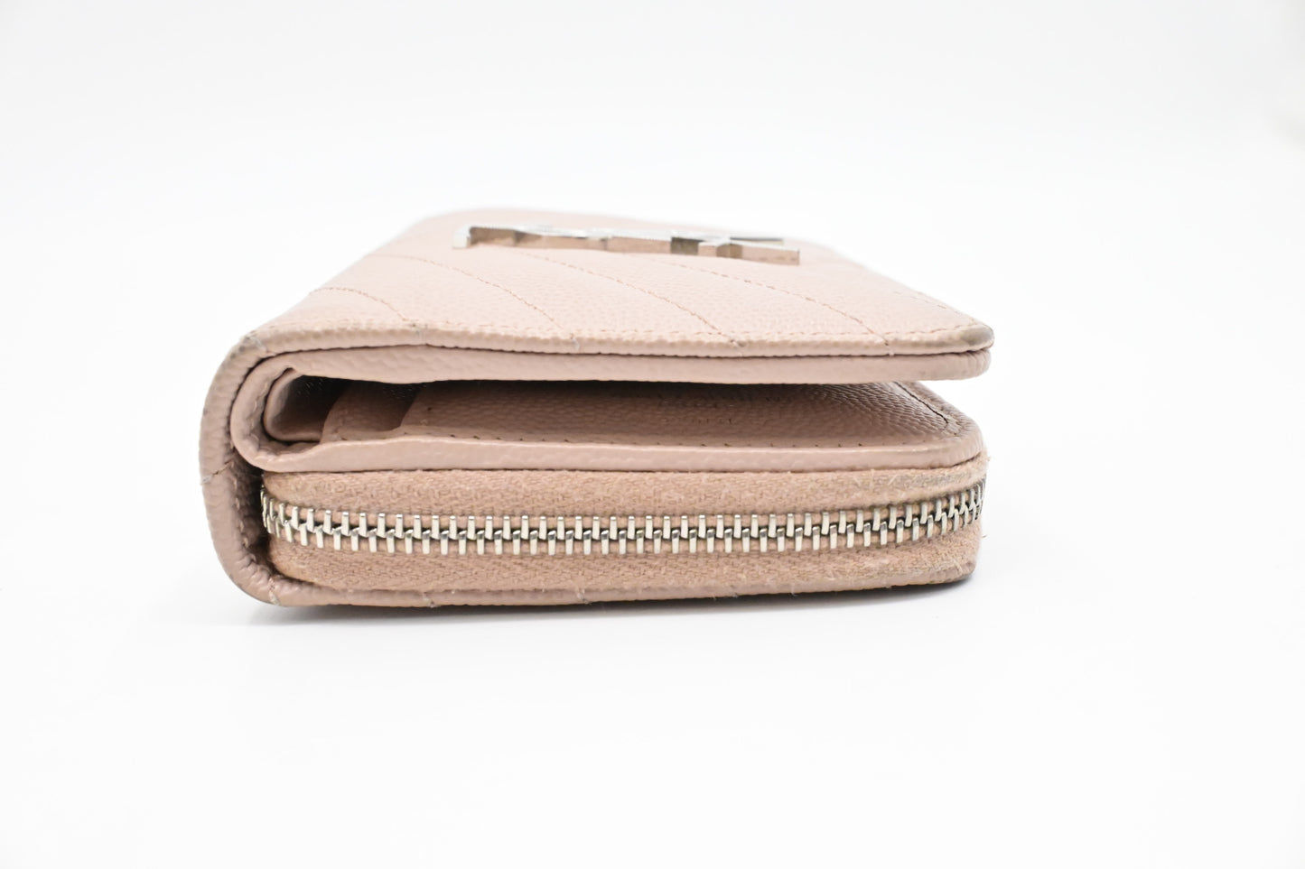 YSL Saint Laurent Compact Wallet in Pink Grain de Poudre Leather