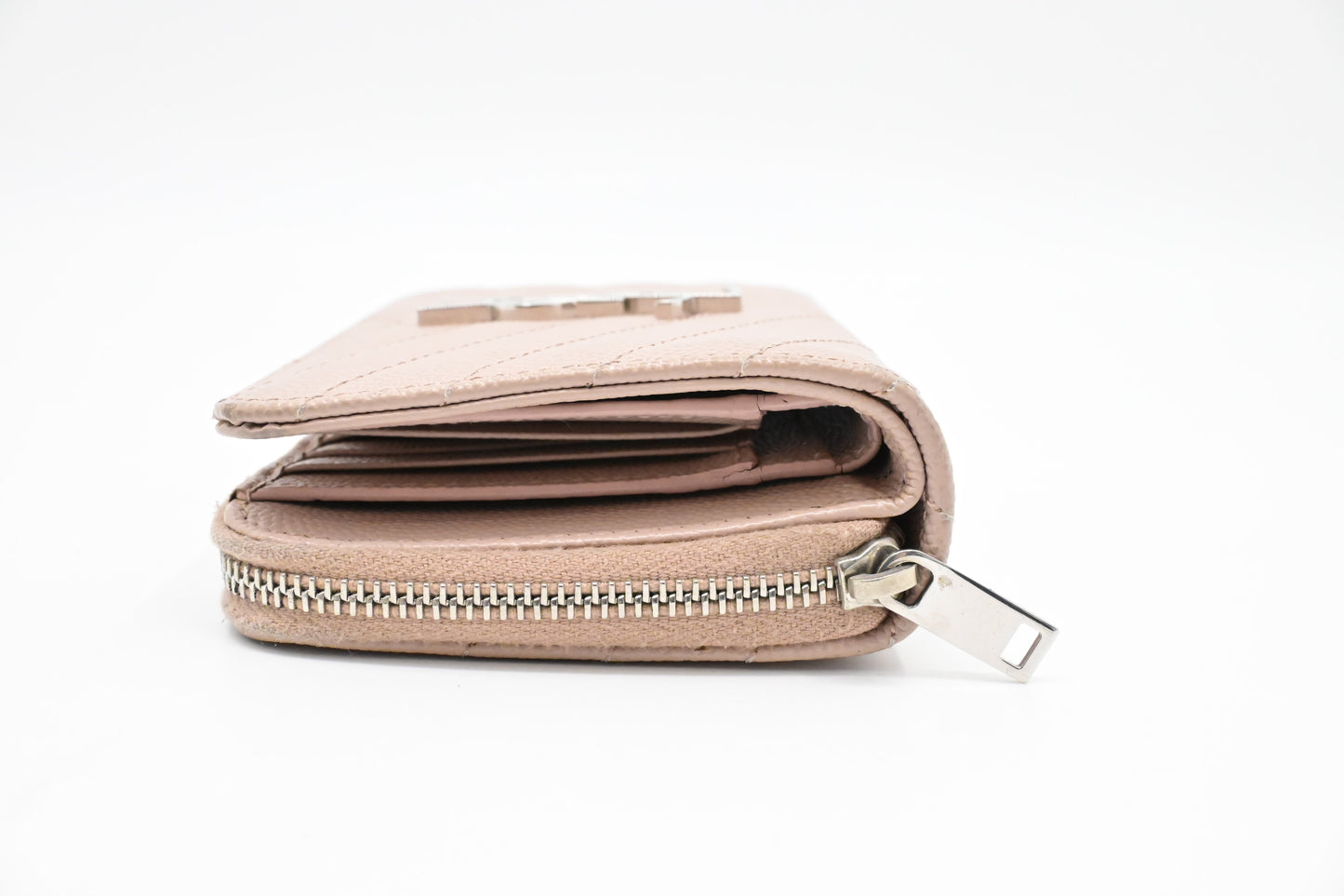 YSL Saint Laurent Compact Wallet in Pink Grain de Poudre Leather