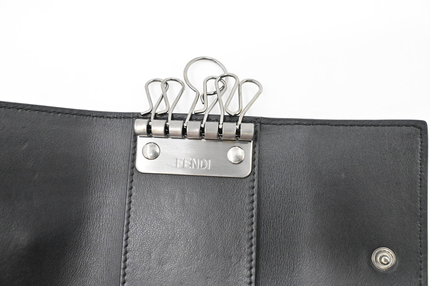 Fendi 6 Key Case in Black Leather