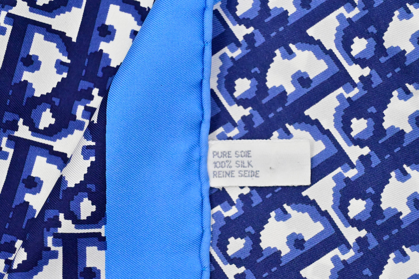 Dior Scarf in Navy Blue Oblique Pattern Silk