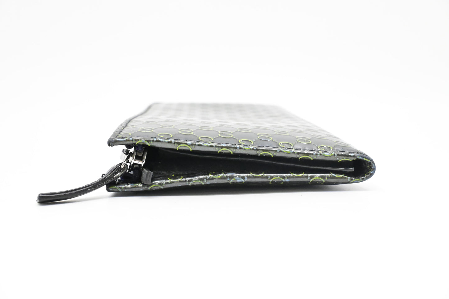 Gucci Zippy Long Wallet in Blue-Green Guccissima Patent Leather
