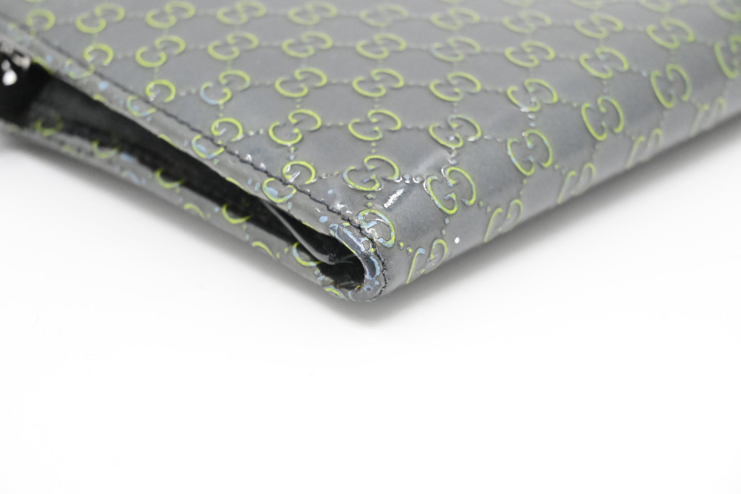 Gucci Zippy Long Wallet in Blue-Green Guccissima Patent Leather