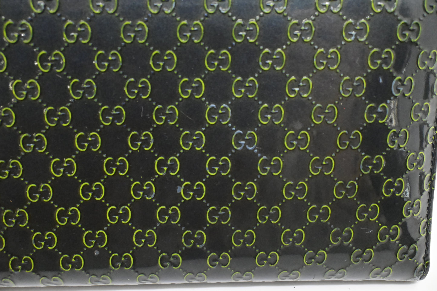 Gucci Zippy Long Wallet in Blue-Green Guccissima Patent Leather