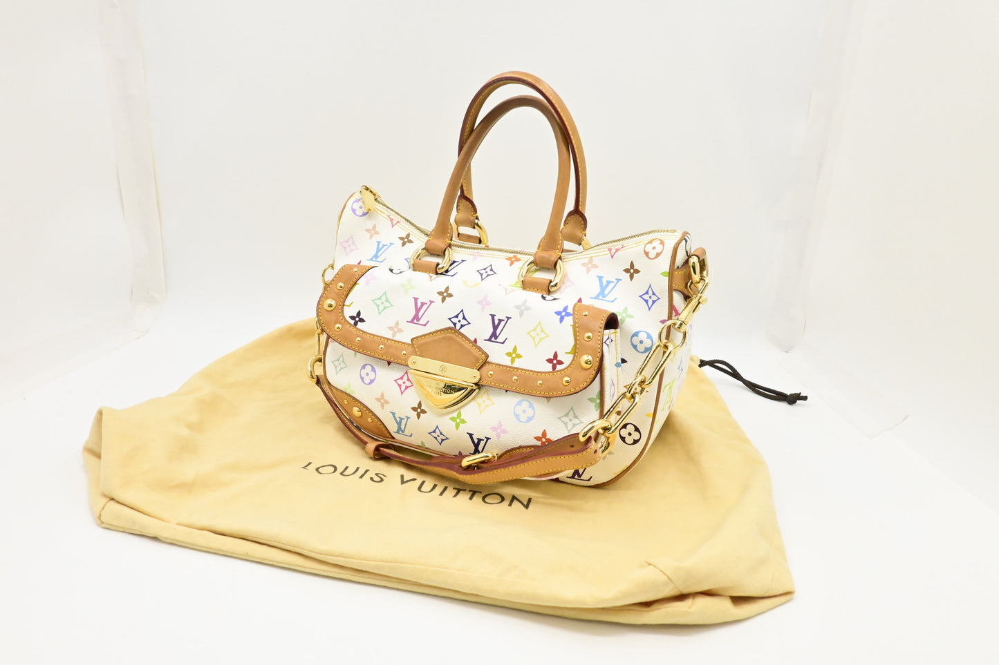 Louis Vuitton x Takashi Murakami Rita in White Multicolor Monogram Canvas