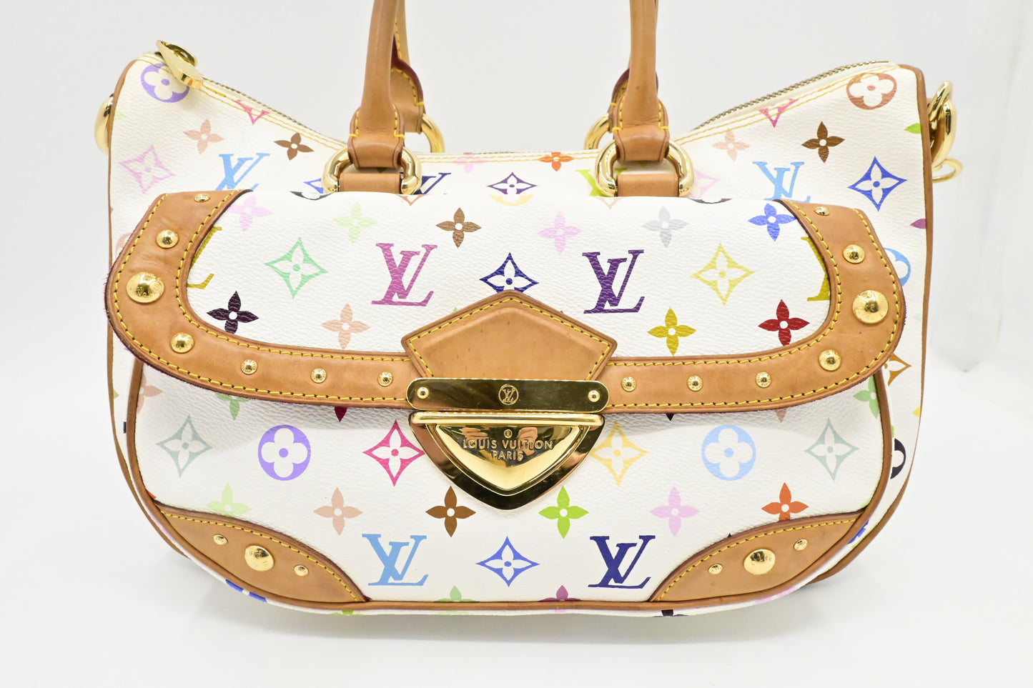 Louis Vuitton x Takashi Murakami Rita in White Multicolor Monogram Canvas