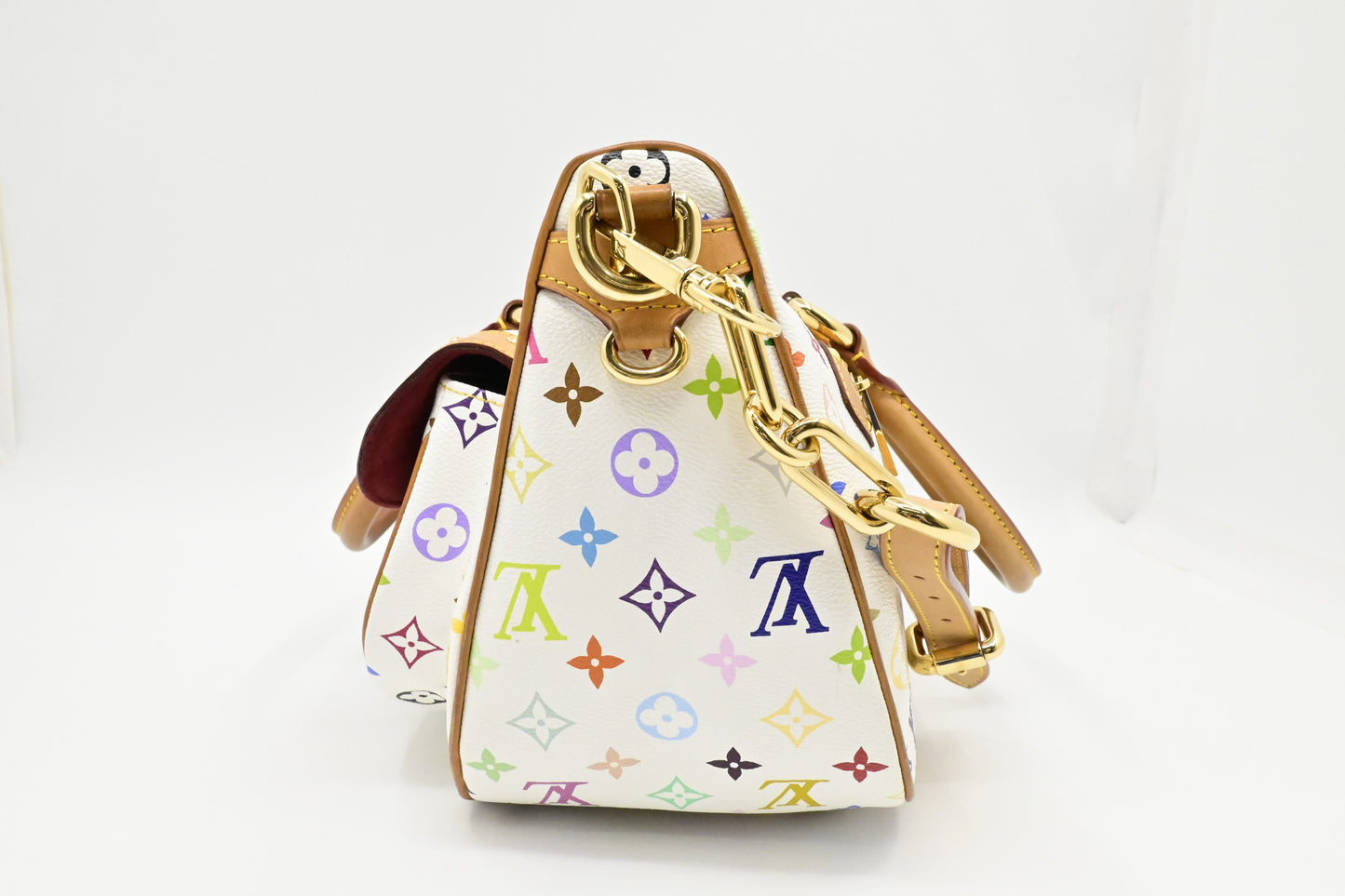 Louis Vuitton x Takashi Murakami Rita in White Multicolor Monogram Canvas