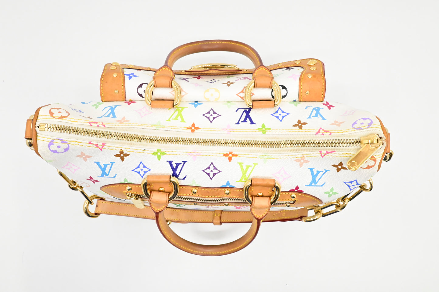Louis Vuitton x Takashi Murakami Rita in White Multicolor Monogram Canvas