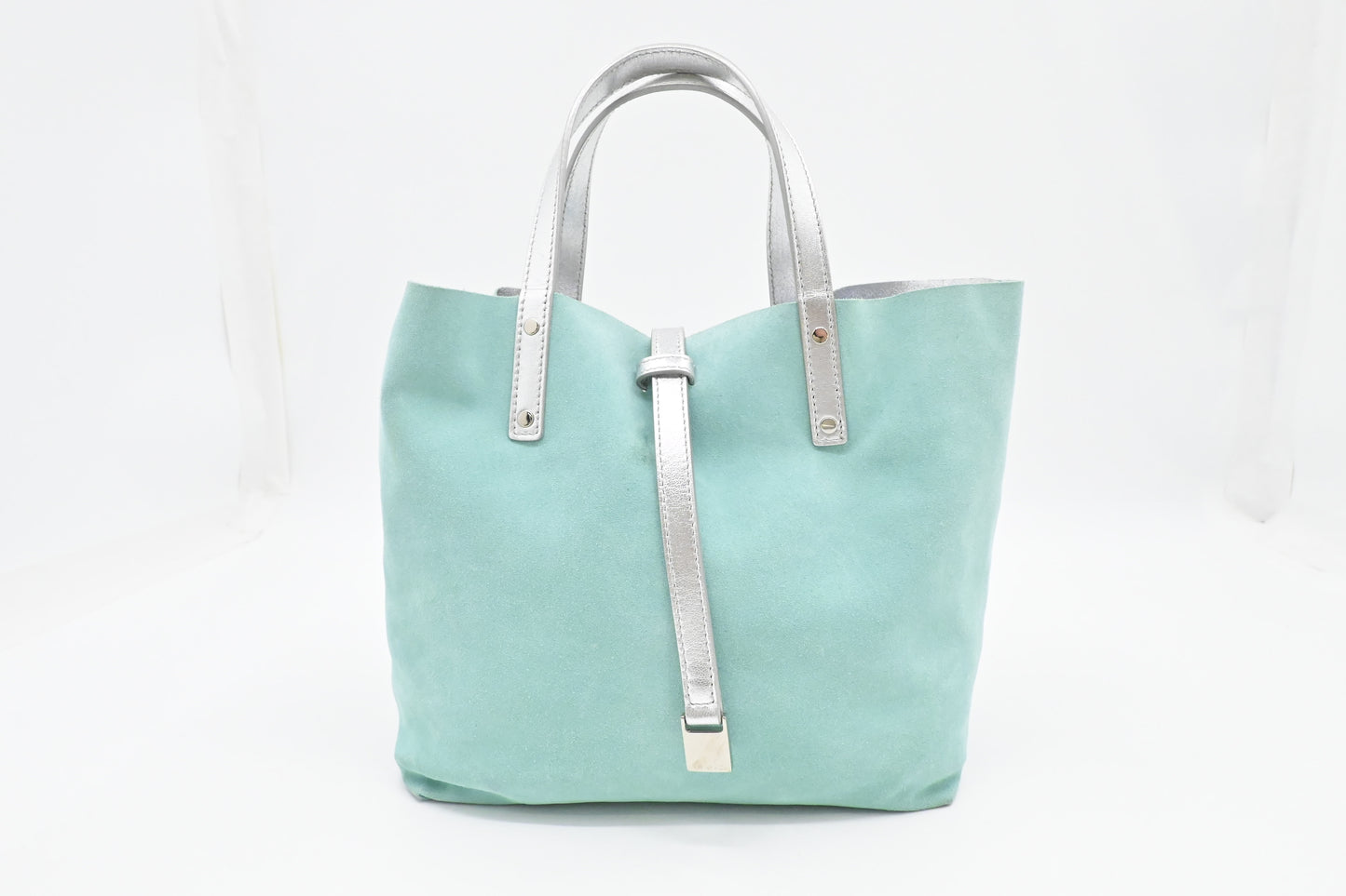 Tiffany & Co. Small Reversible Tote in Silver & Blue Leather