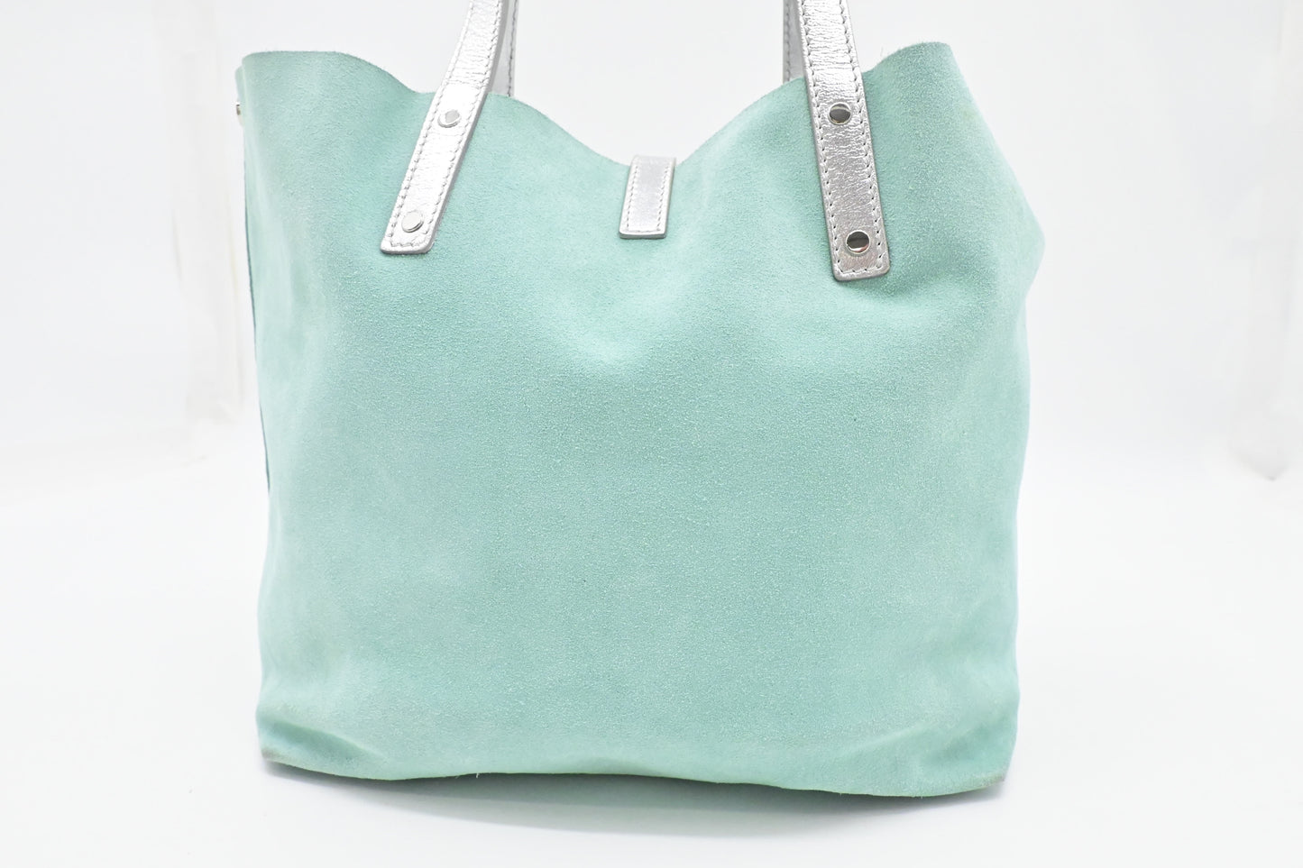 Tiffany & Co. Small Reversible Tote in Silver & Blue Leather