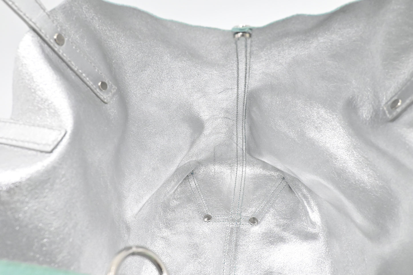 Tiffany & Co. Small Reversible Tote in Silver & Blue Leather