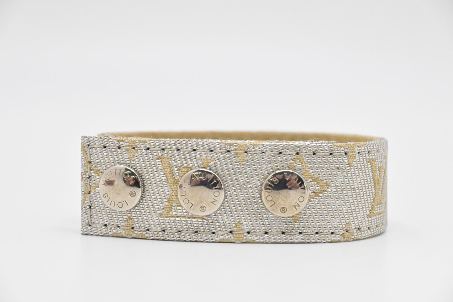 Louis Vuitton Kobe 2002 Bracelet in Silver and Beige Cloth