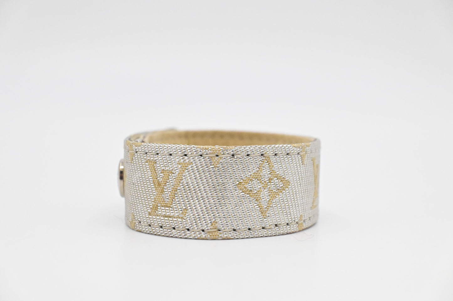 Louis Vuitton Kobe 2002 Bracelet in Silver and Beige Cloth