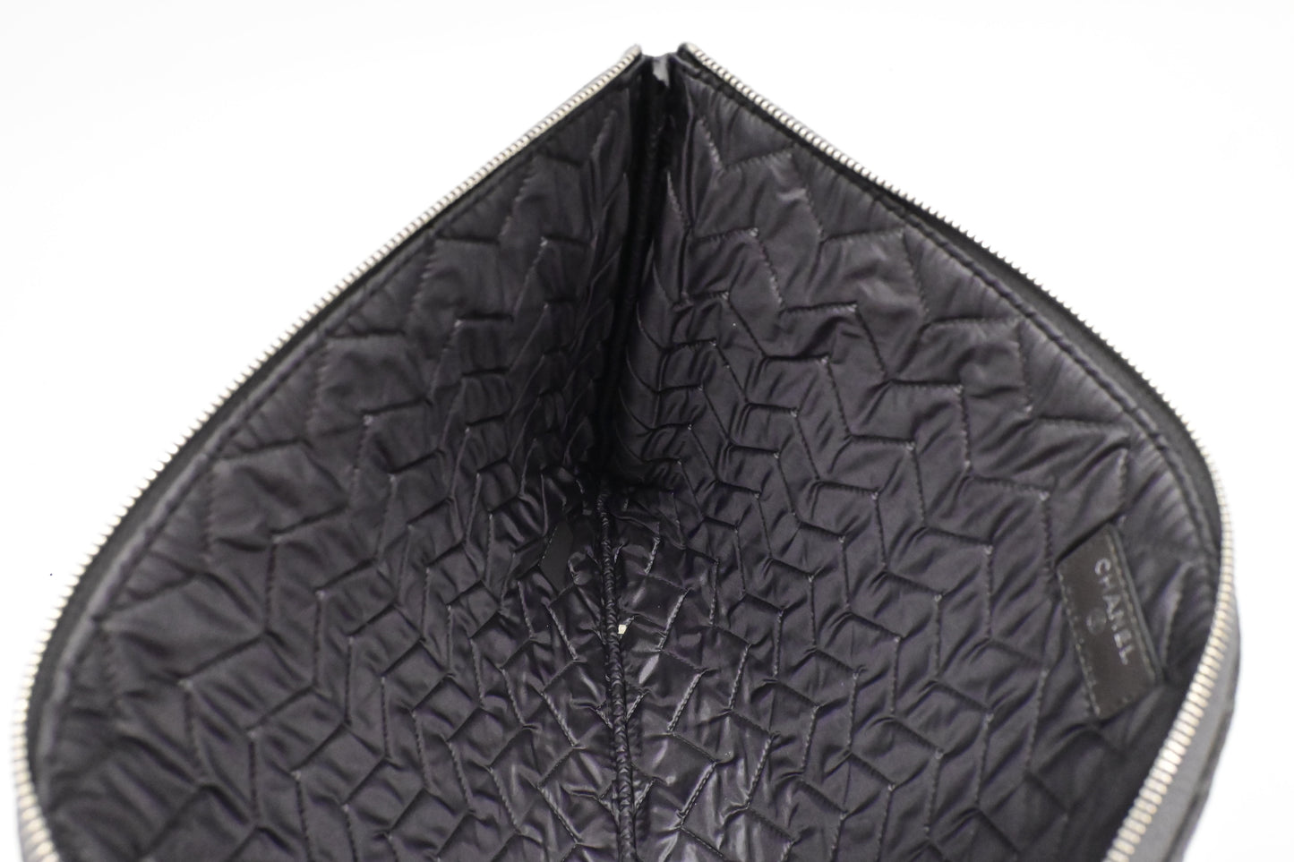 Chanel Medium O Case in Gray Patent Leather