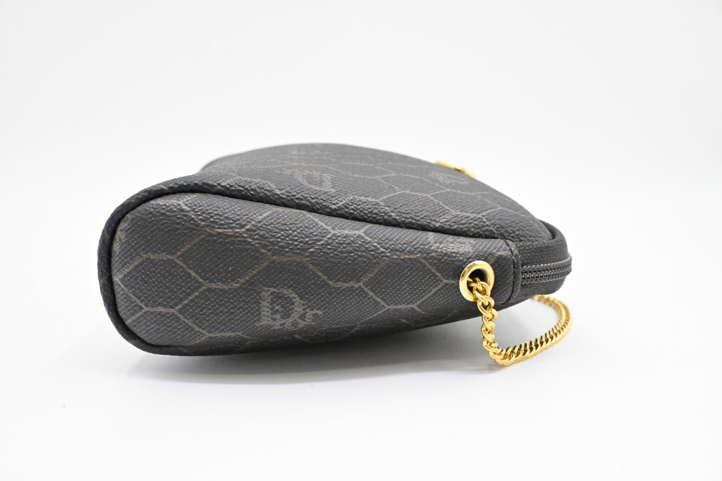 Dior Chain Crossbody Bag in Black Honeycomb Coated Canvas