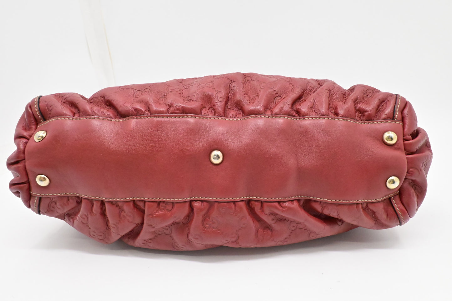 Gucci D-Ring Tote Shoulder Bag in Red Guccissima Leather