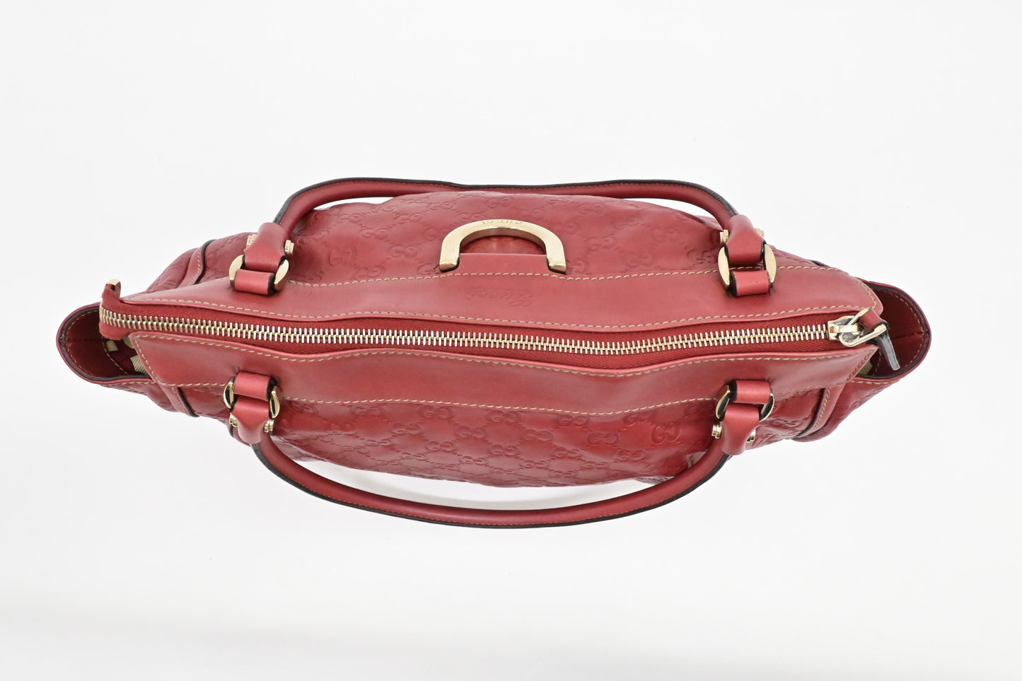 Gucci D-Ring Tote Shoulder Bag in Red Guccissima Leather