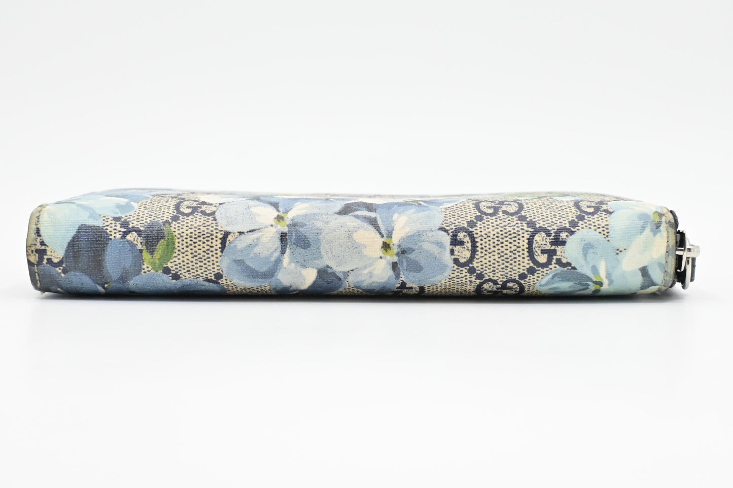 Gucci Zip Around Long Wallet in Blue Blooms GG Supreme Canvas