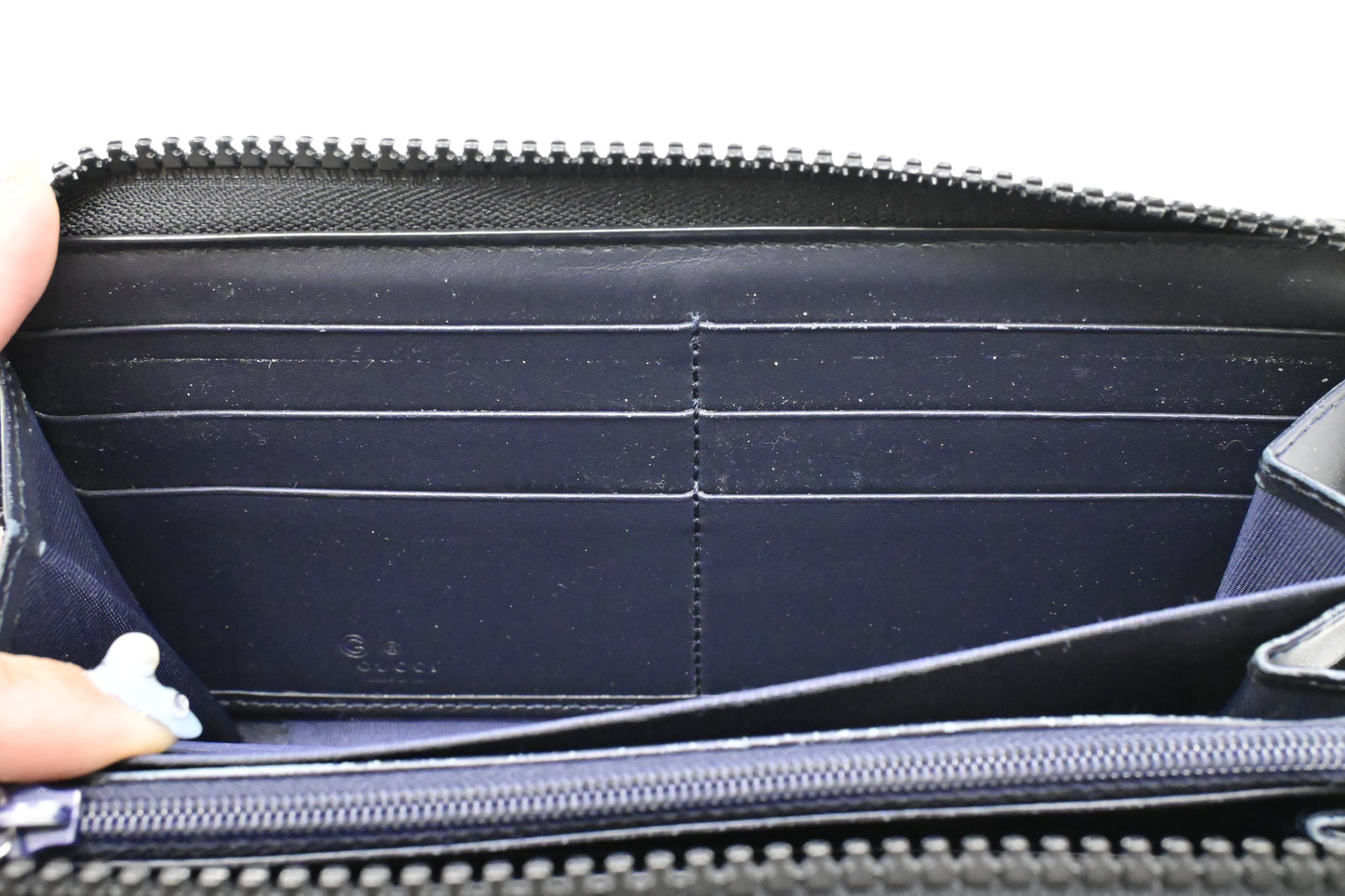 Gucci Zip Around Long Wallet in Blue Blooms GG Supreme Canvas