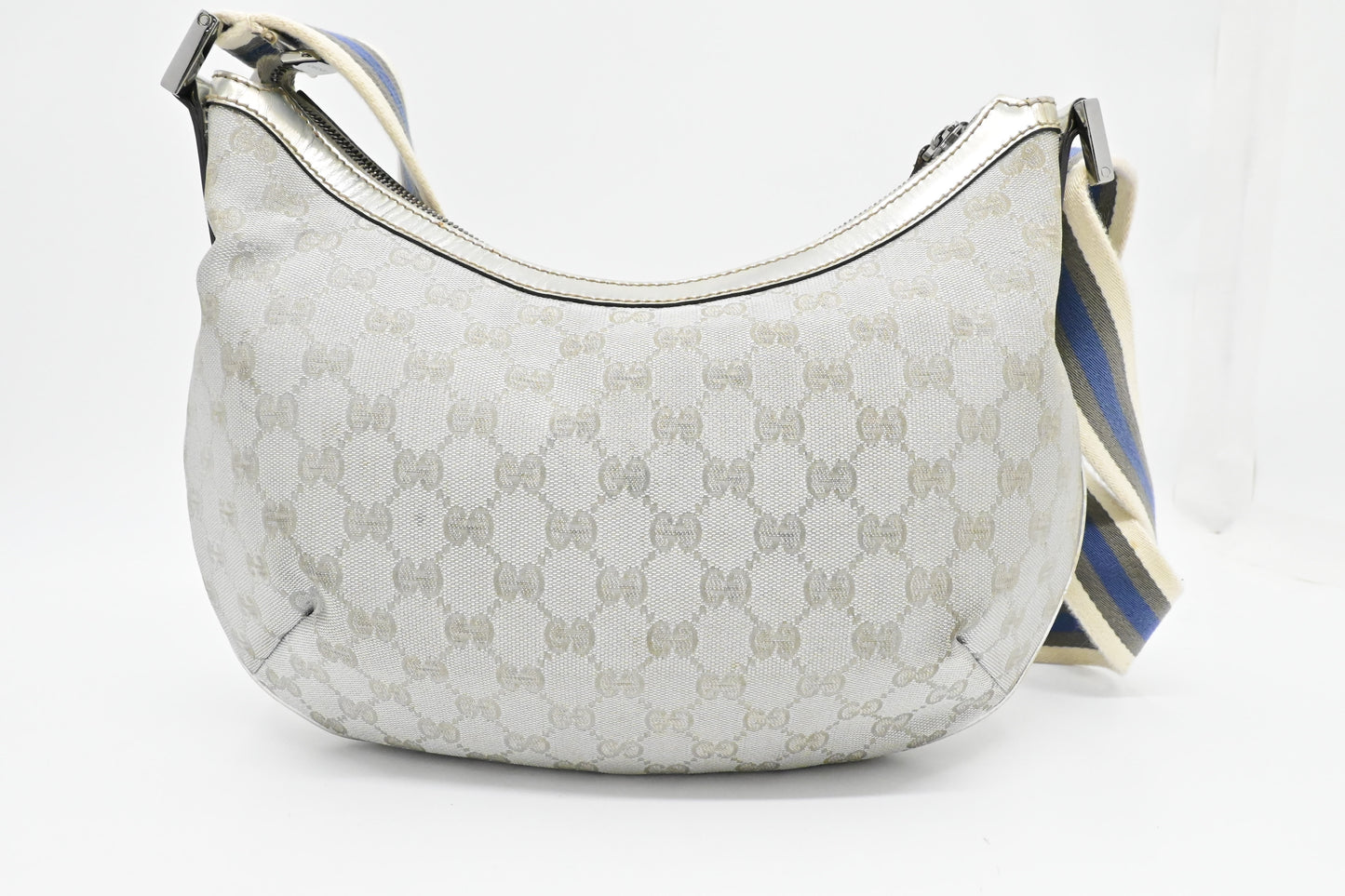 Gucci Crossbody Hobo Bag in Silver GG Canvas