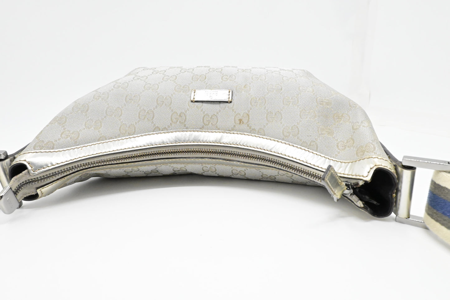 Gucci Crossbody Hobo Bag in Silver GG Canvas