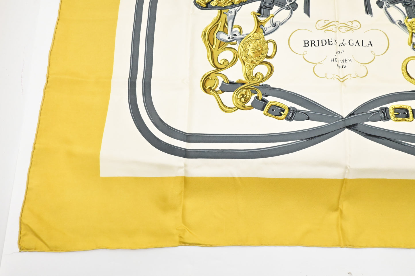 Hermes 'Brides de Gala' Carre 90 in Yellow Silk