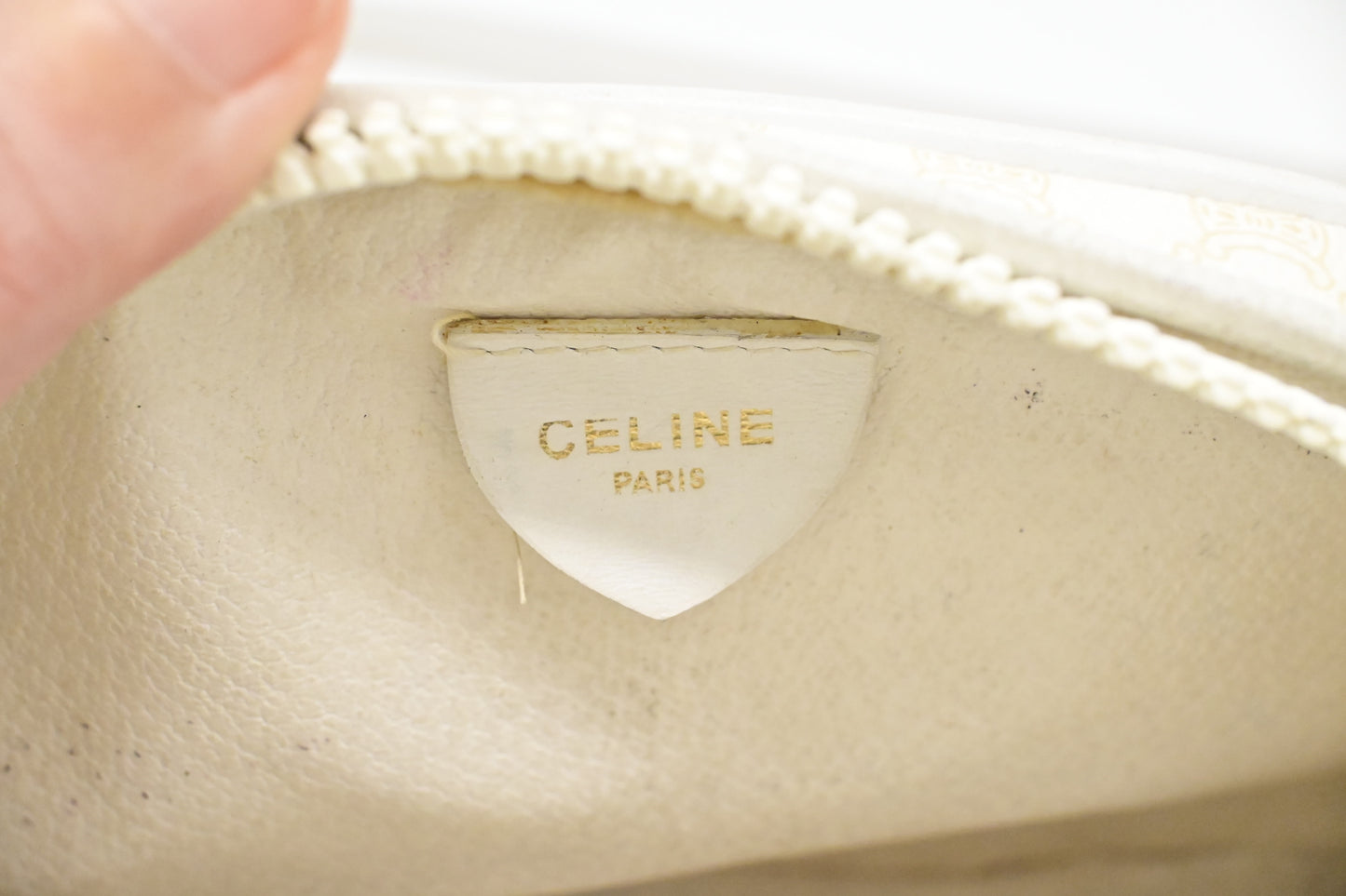 Celine Crossbody in White Macadam Canvas