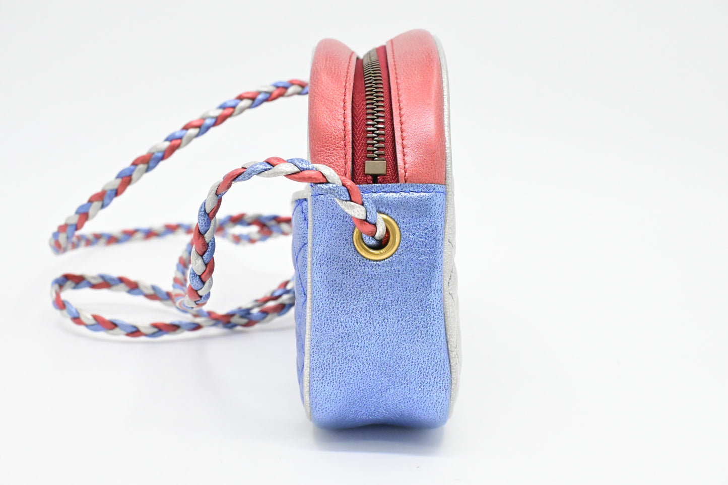 Gucci Trapuntata in Metallic Red, Blue and Silver Leather