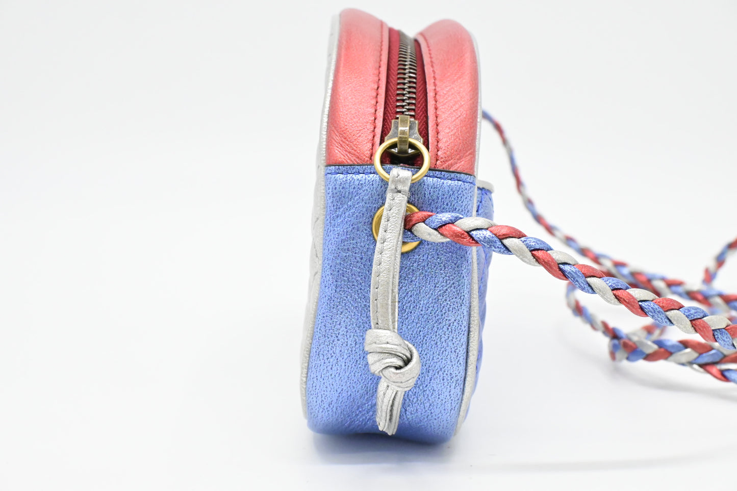 Gucci Trapuntata in Metallic Red, Blue and Silver Leather
