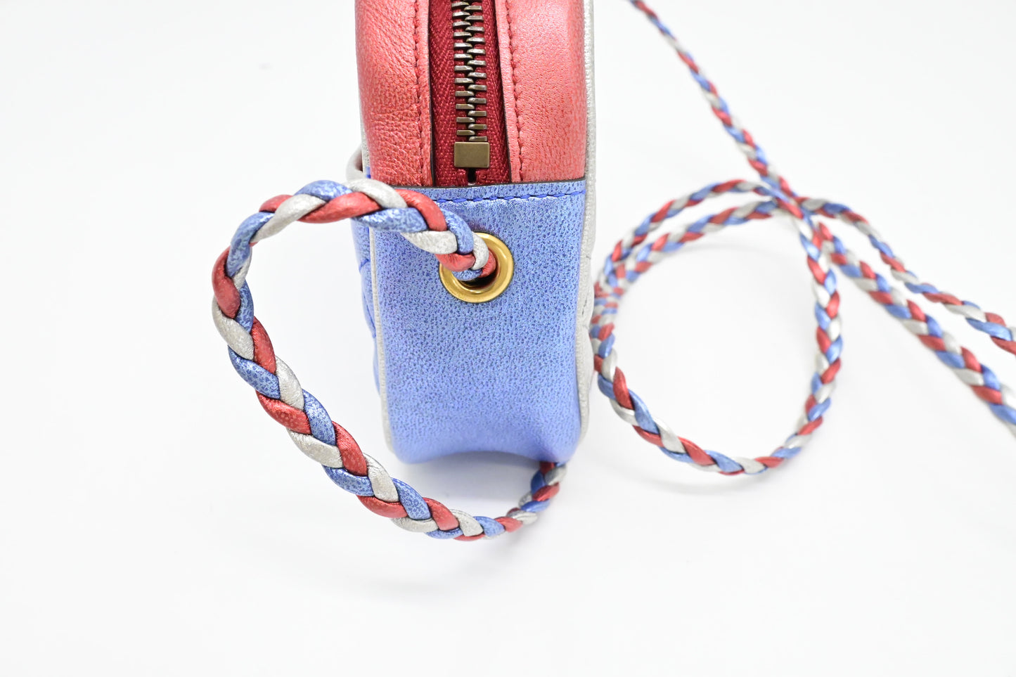 Gucci Trapuntata in Metallic Red, Blue and Silver Leather