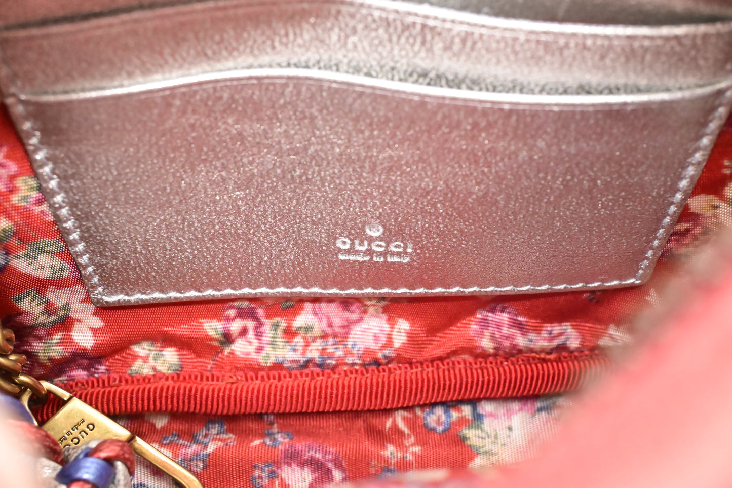 Gucci Trapuntata in Metallic Red, Blue and Silver Leather