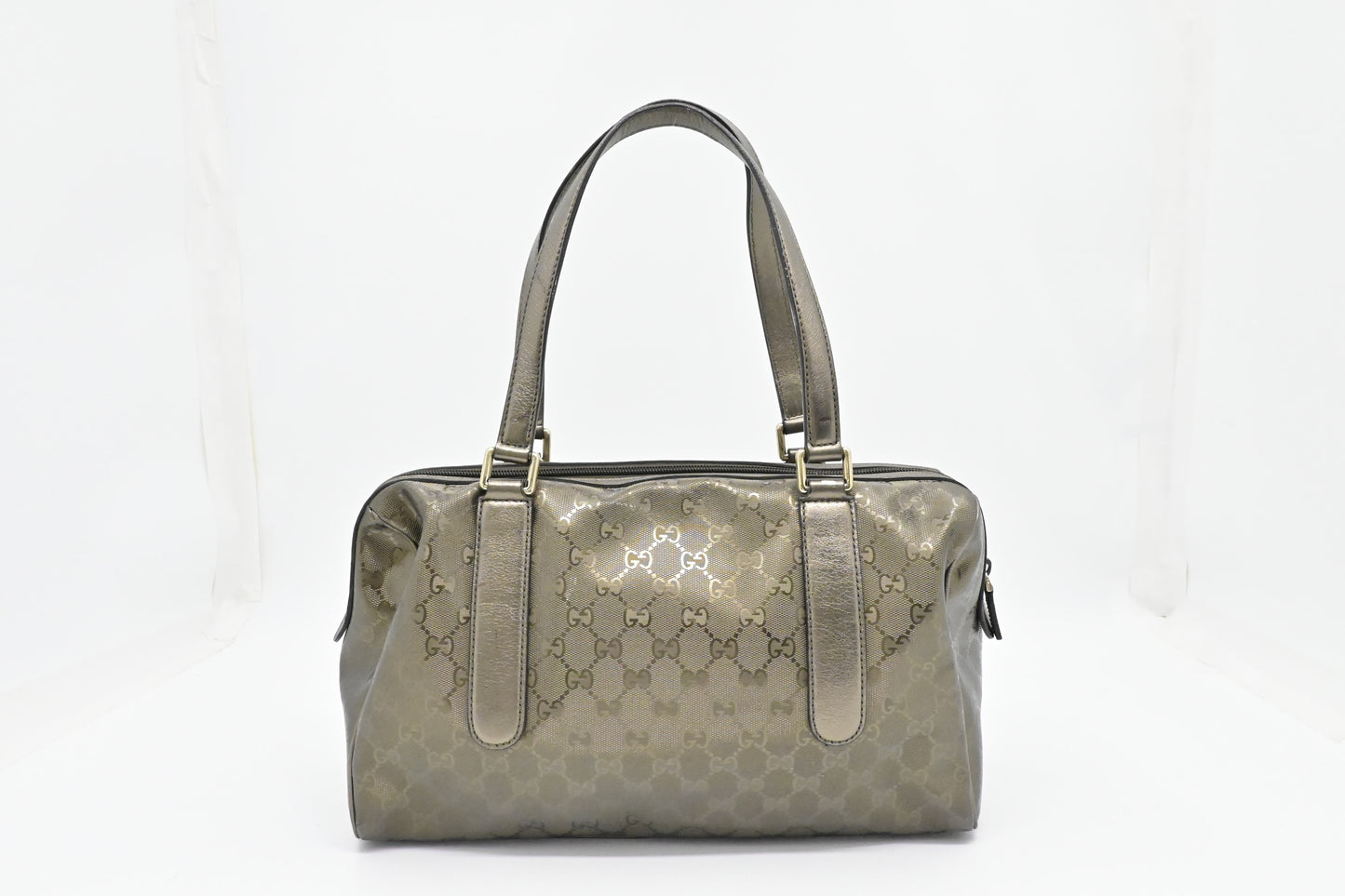 Gucci Boston Bag in Pewter Imprime Canvas