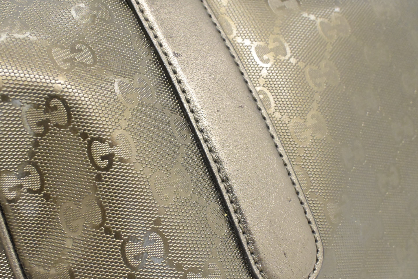 Gucci Boston Bag in Pewter Imprime Canvas