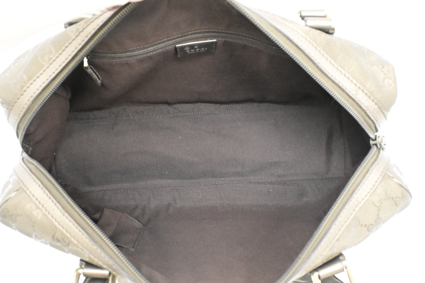 Gucci Boston Bag in Pewter Imprime Canvas