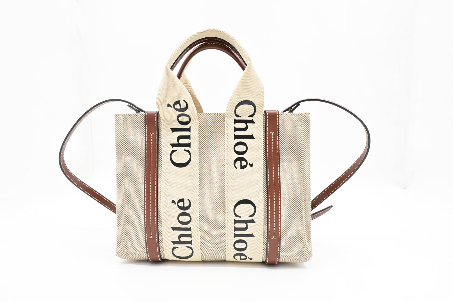 Chloé Woody 2way Bag in Beige Canvas