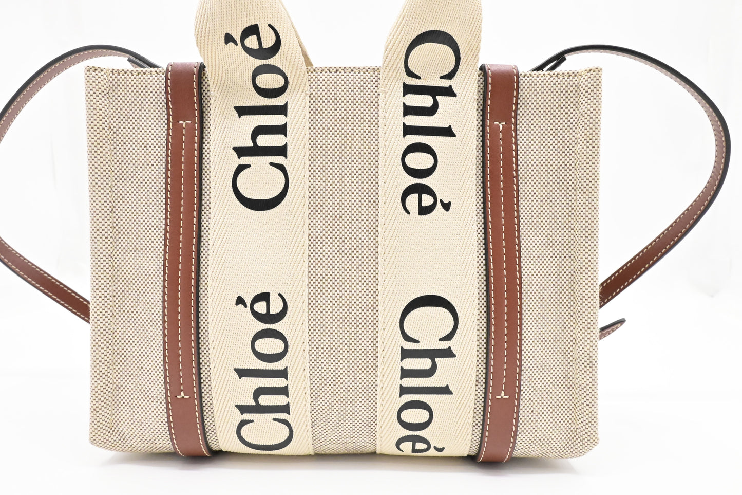 Chloé Woody 2way Bag in Beige Canvas