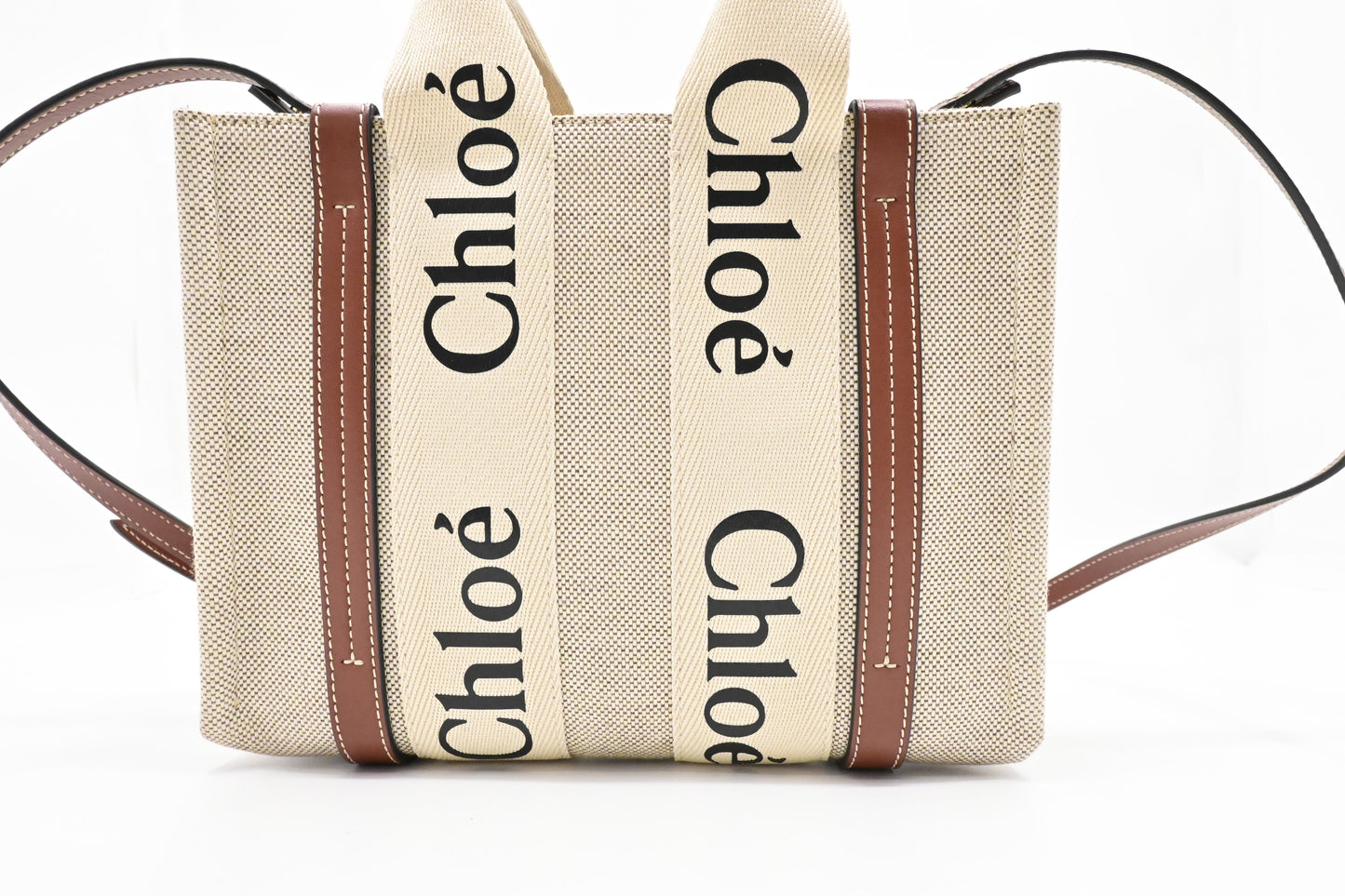 Chloé Woody 2way Bag in Beige Canvas