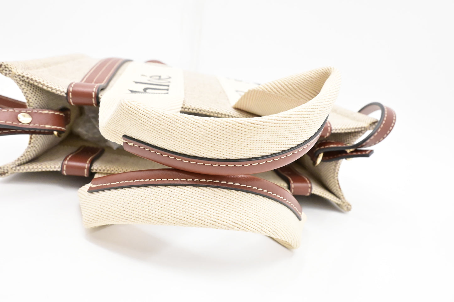 Chloé Woody 2way Bag in Beige Canvas