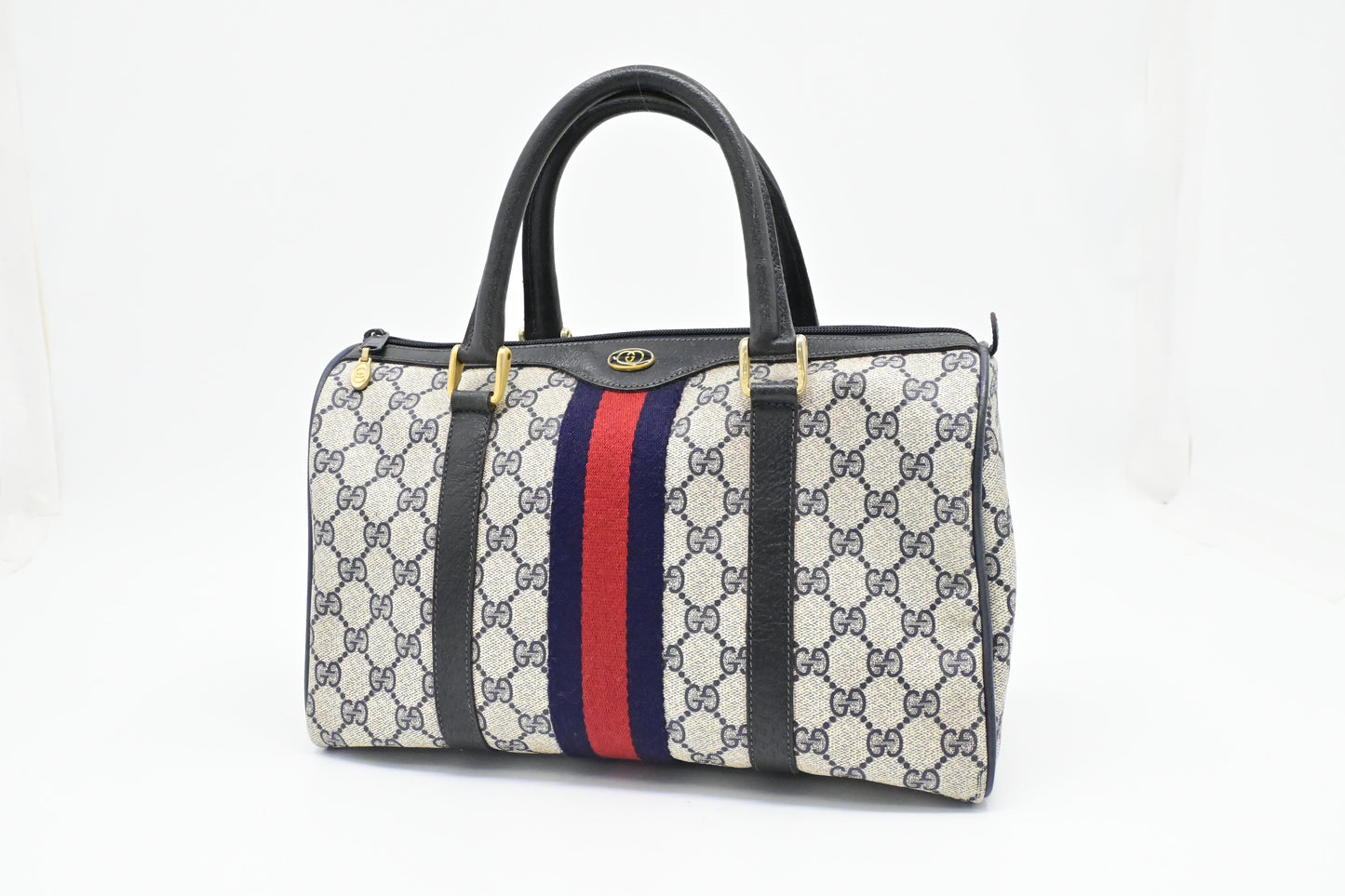 Gucci Boston Bag in Navy GG Supreme Canvas