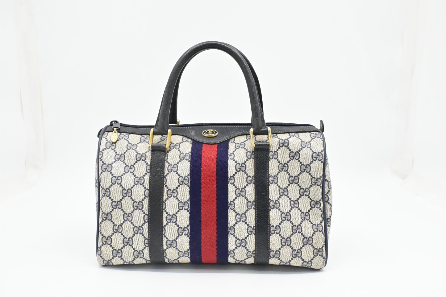 Gucci Boston Bag in Navy GG Supreme Canvas