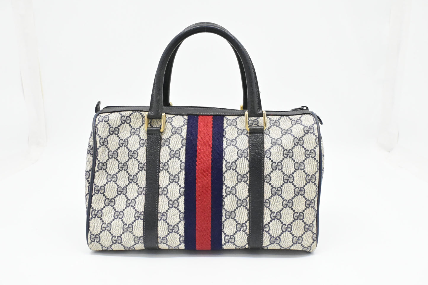 Gucci Boston Bag in Navy GG Supreme Canvas