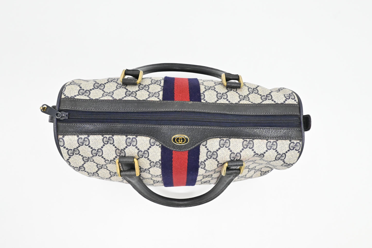 Gucci Boston Bag in Navy GG Supreme Canvas