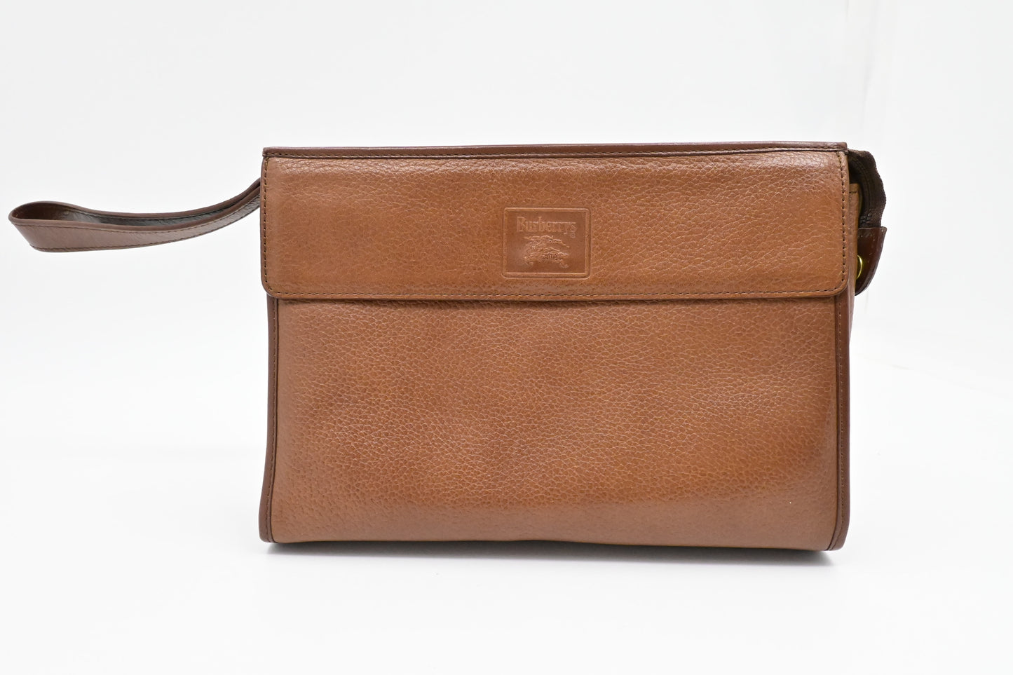 Burberry Wristlet Pouch in Brown Leather