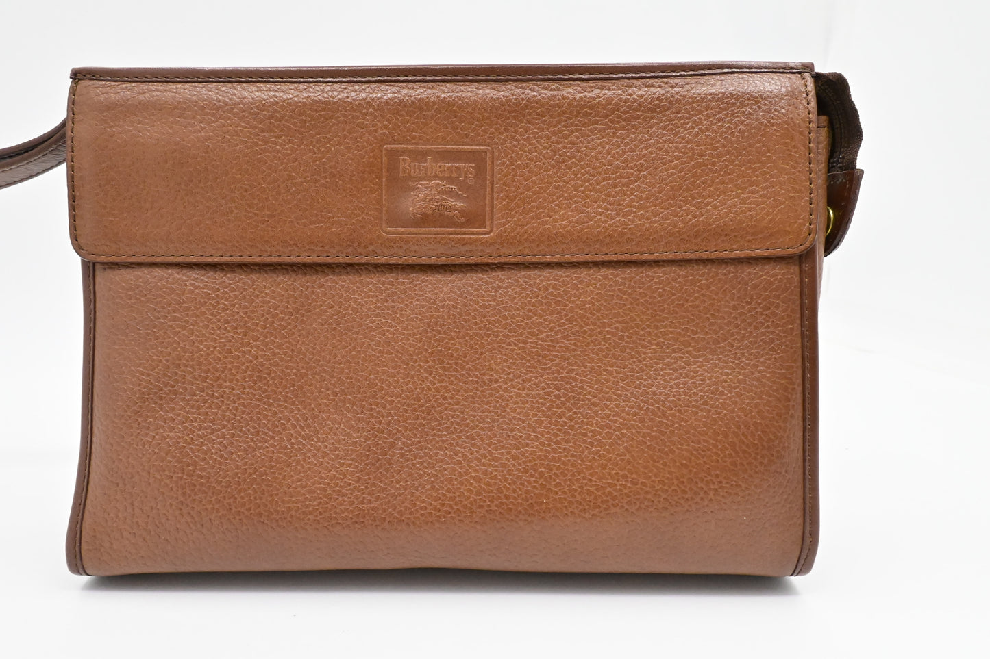 Burberry Wristlet Pouch in Brown Leather